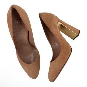 SEBASTIAN Italy Pumps Sand Suede Leather Heels Women's Sz 38 NIB $600